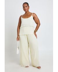Boohoo - Plus Plisse Wide Leg Trousers - Lyst