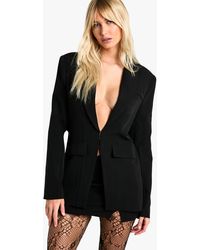 Boohoo - Seam Detail Plunge Front Fitted Blazer - Lyst