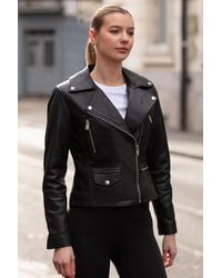 Ashwood Leather - Genuine Regular Fit Moto Biker Jacket With Zip Pockets - Lyst