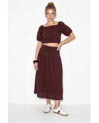 Bianco Lucci - Cotton Seersucker Blouse And Midi Skirt Set - Lyst