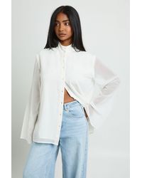 Boohoo - Chiffon Funnel Neck Blouse - Lyst