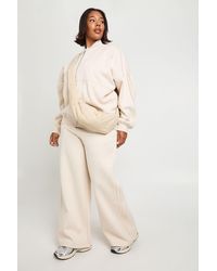 Boohoo - Plus Pintuck Wide Leg Joggers - Lyst