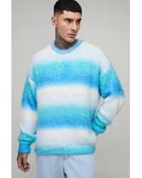 BoohooMAN - Tall Boxy Oversized Brushed Stripe Knitted Jumper - Lyst