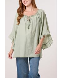 Blue Vanilla - Bardot Cotton Tie Neck Top - Lyst