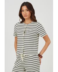 Brave Soul - Textured Jersey Stripe Short Sleeve Top - Lyst