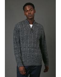 MAINE - Chunky Cable Half Zip Knitted Jumper - Lyst