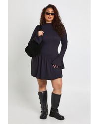 Boohoo - Plus Super Soft Flare Sleeve Drop Hem Skater Dress - Lyst