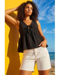 D.u.s.k - Textured Tie Front Stretch Top - Lyst
