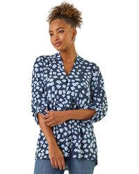 Roman - Spot Print V-Neck Stretch Top - Lyst