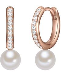 Valero Pearls - Hoop Earring Sterling Freshwater Cultured Pearl Zirconia - Lyst