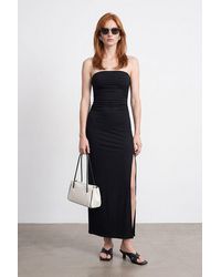 Dilvin - Strapless Bodycon Maxi Dress With Slit - Lyst