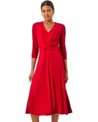 Roman - Stretch Crossover Midi Dress - Lyst
