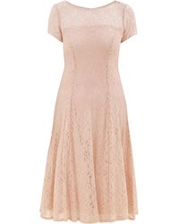 Gina Bacconi - Maribel Cap Sleeve Midi Length Sequin Lace Dress - Lyst