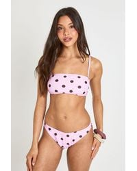 Boohoo - Polka Dot Essentials Detachable Strap Bandeau Bikini Top - Lyst