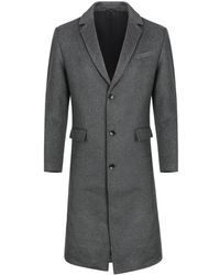 Allthemen - Knielange Winter Wollen Jas Slim Fit Omslagkraag Zakelijke Jassen - Lyst