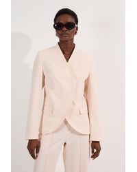 Karen Millen - Petite Compact Stretch Asymmetric Single Breasted Tailored Blazer - Lyst