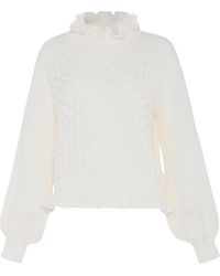 faina - Strickpullover Damen Wollweiß - Lyst