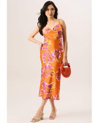 Gini London - Floral Print Cowl Neck Slip Midi Dress - Lyst