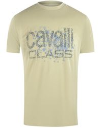 Roberto Cavalli - Cracked Sprayed Logo Sand T-Shirt Cotton - Lyst