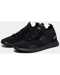 BOSS - Titanium_Runn Structured-Knit Sock Trainers With Branding Nos - Lyst