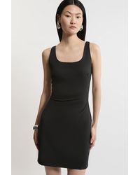 Karen Millen - Stretch Cotton Jersey Strappy Mini Dress - Lyst