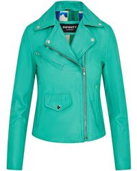 Infinity Leather - Aqua Classic Brando Biker Jacket - Lyst