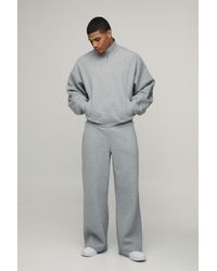 BoohooMAN - Oversized Boxy Slouchy Quarter Zip Funnel Neck Tracksuit - Lyst