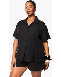 Boohoo - Plus Linen Look Short Sleeve Shirt And Elasticated Waist Co-Ord - Lyst
