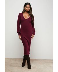 Oasis - Scallop Neck Knitted Midi Dress - Lyst