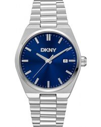 DKNY - Date Blue Dial Stainless Steel Bracelet Watch - Lyst