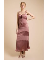 Oasis - Satin And Chiffon Mix Bow Front Cami Dress - Lyst