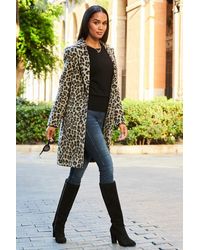 Sosandar - Leopard Print Wool Mix Coat - Lyst