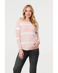 Izabel London - Sparkle Striped Long Sleeve Slim Jumper - Lyst