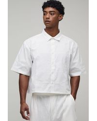 BoohooMAN - Boxy Crop Half Sleeve Military Embroidered Front Shirt - Lyst