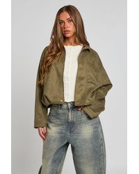 Urban Bliss - Suede Collared Bubble Hem Jacket - Lyst
