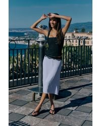 Boohoo - Polka Dot Lace Waistband Woven Midi Skirt - Lyst