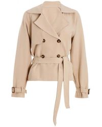 Quiz - Cropped Trench Coat - Lyst