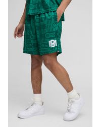 BoohooMAN - Relaxed Mesh Embroidered Mid Length Short - Lyst