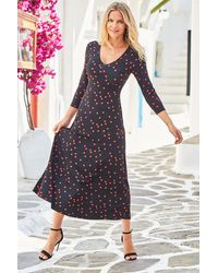 Sosandar - Spot Print Jersey Midi Dress - Lyst