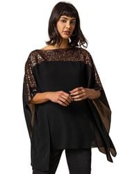 Roman - Sequin Embellished Chiffon Overlay Top - Lyst