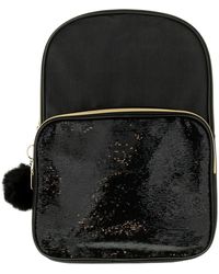 Wynsors - Large Backpack Sequin Pocket Pom Pom Zip Fastening Canvas - Lyst
