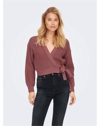 ONLY - Cropped V-Neck Relaxed Fit Sweater - Lyst
