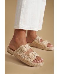 Oasis - Eva Embroidered Espadrille Buckle Detail Flat Sandals - Lyst
