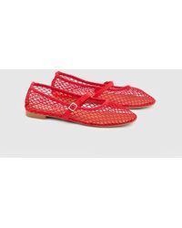 Oasis - Tilly Mesh Mary-Jane Faux Leather Ballet Pumps - Lyst