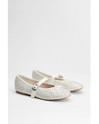 Faith - Livvy Faux Leather Studded Mary Jane Ballerinas - Lyst