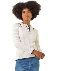 Roman - Textured Colour Block Knit Jumper - Lyst