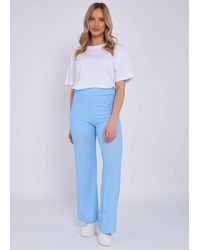 Gini London - Sky Textured Elasticated Waist Flared Trousers - Lyst