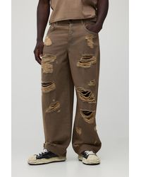 BoohooMAN - Adjustable Waist Washed Extreme Ripped Super Baggy Jeans - Lyst