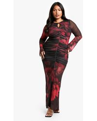 Boohoo - Plus Floral Mesh Keyhole Midaxi Dress - Lyst