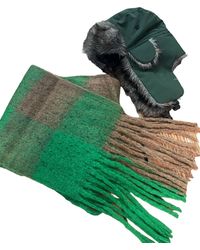 SVNX - Khaki Trapper & Check Scarf Set - Lyst